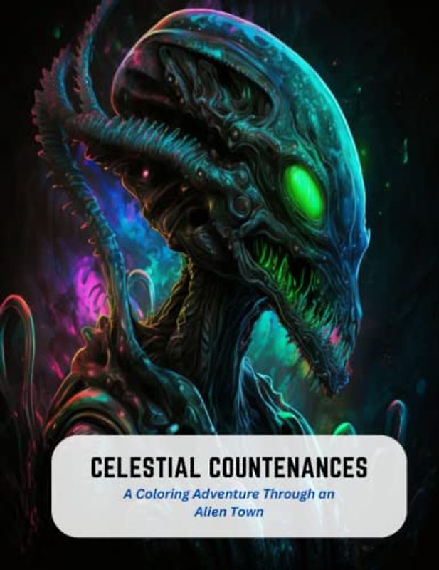Celestial Countenances: A Coloring Adventure Through an Alien Town
