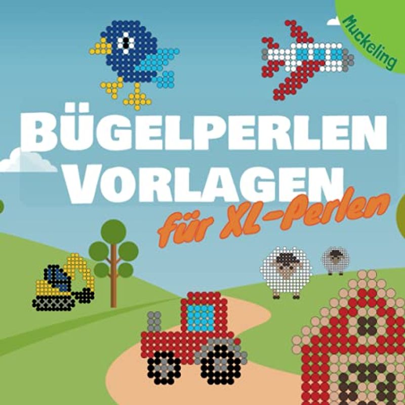Bügelperlen Vorlagen für XL-Perlen: Bügelperlen Vorlagenbuch für große 10 mm Perlen mit Tieren und Fahrzeugen für Jungs und Mädchen