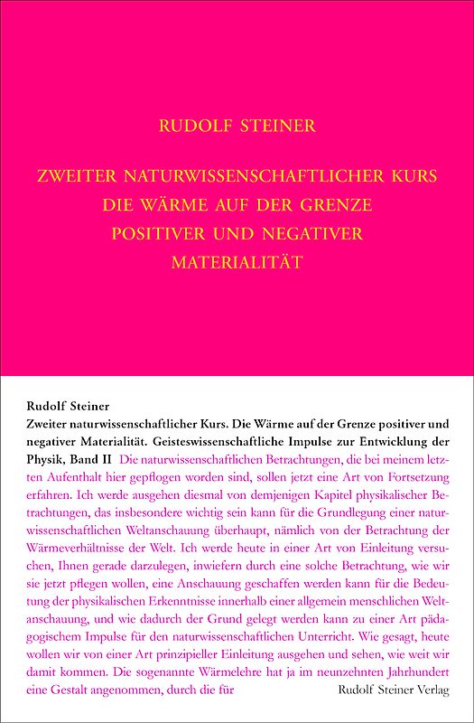Zweiter Naturwissenschaftlicher Kurs: Die Wärme auf der Grenze positiver und negativer Materialität