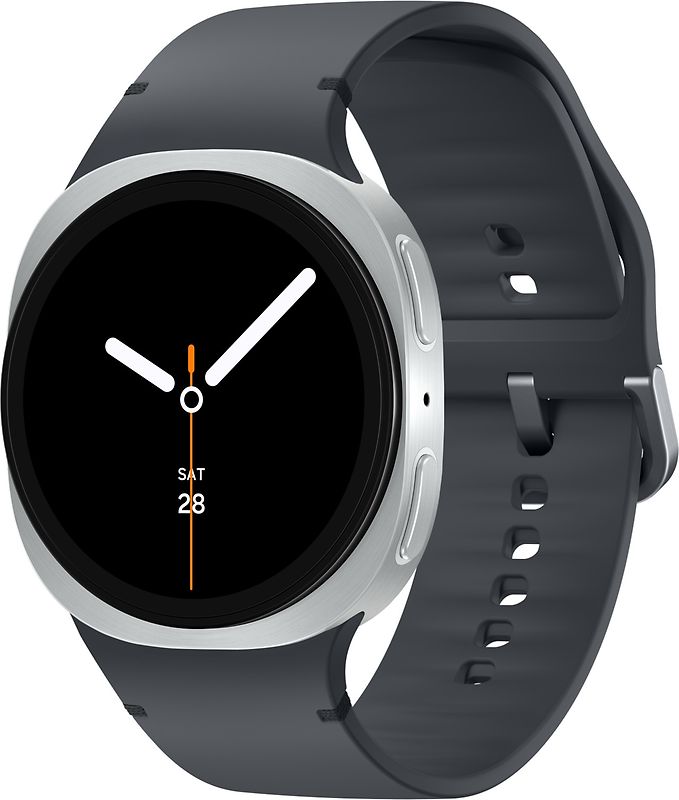 Samsung Galaxy Watch8 44 mm Boîtier aluminium argent sur Sport en silicone M/L graphite [Wi-Fi]
