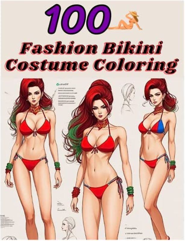 100 fashion bikini costume coloring page: "Get Creative with 100 Fashion Bikini Costume Coloring Page"