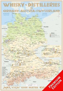 Whisky Distilleries Germany, Austria and Switzerland - Poster 70x100cm Premium Edition