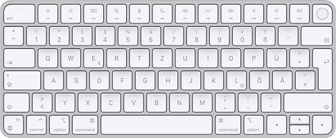 Apple Magic Keyboard mit Touch ID [deutsches Tastaturlayout, QWERTZ, Lightning] silber mit weißen Tasten