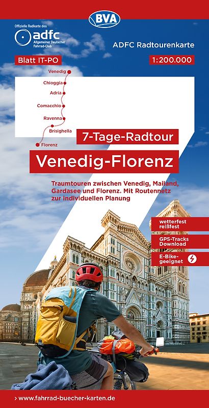 BVA ADFC Radtourenkarte 7-Tage-Radtour Venedig-Florenz, 1:200.000