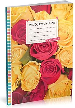 Checklisten-Buch: To Do Listen Planer | Ca. A5 Softcover | 70+ Seiten mit Titel, Datum & Register | Perfekt für Aufgaben zum Abhaken, Leselisten, Packlisten uvm. | Motiv „Rosenstrauß“