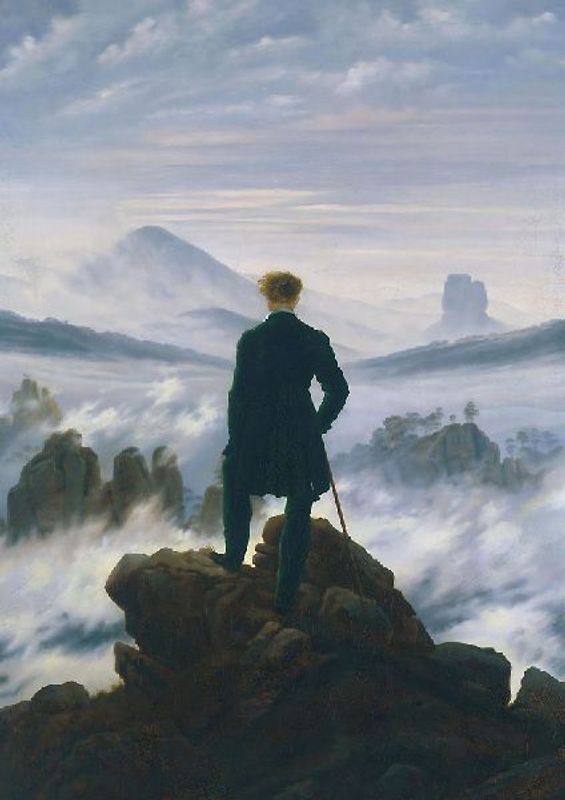 Notizbuch A4 kariert - 100 Seiten Soft Cover - Caspar David Friedrich: Der Wanderer über dem Nebelmeer