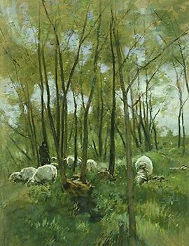 Flock of sheep in a forest, Anton Mauve. Blank journal: 150 blank pages, 8,5x11 inch (21.59 x 27.94 cm) Laminated