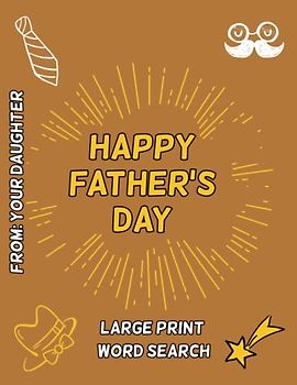 Happy Father's Day Large Print Word Search: Father's Day Gifts From Daughter