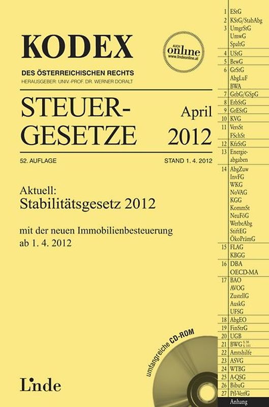 KODEX Steuergesetze April 2012