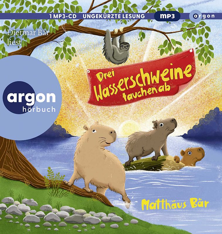 Drei Wasserschweine tauchen ab