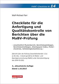 Checkliste 14 für die Anfertigung und Qualitätskontrolle von Berichten über die MaBV-Prüfung