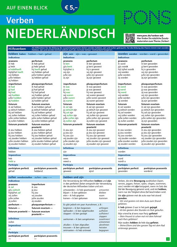 PONS Verben auf einen Blick Niederländisch