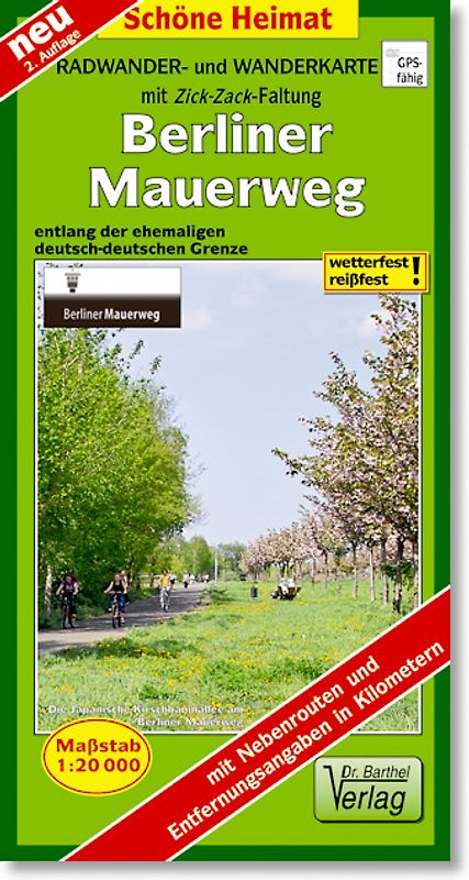Radwander- und Wanderkarte Berliner Mauerweg mit Zick-Zack-Faltung