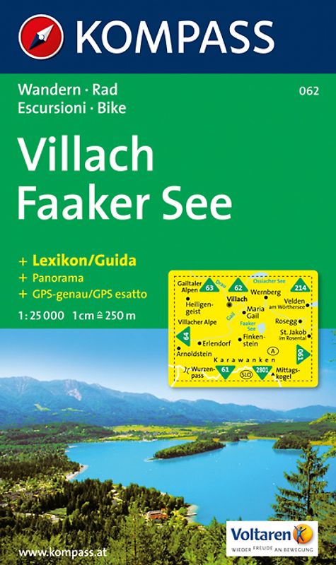 KOMPASS Wanderkarte 062 Villach, Faaker See 1:25.000