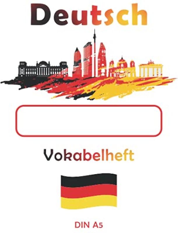 Deutsch Vokabelheft | DIN A5: 100 linierte Seiten mit zwei Spalten