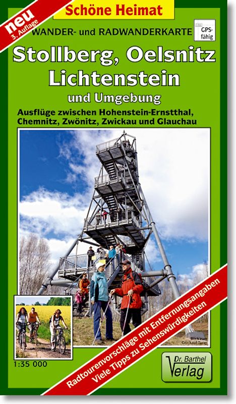 Wander- und Radwanderkarte Stollberg, Oelsnitz, Lichtenstein und Umgebung