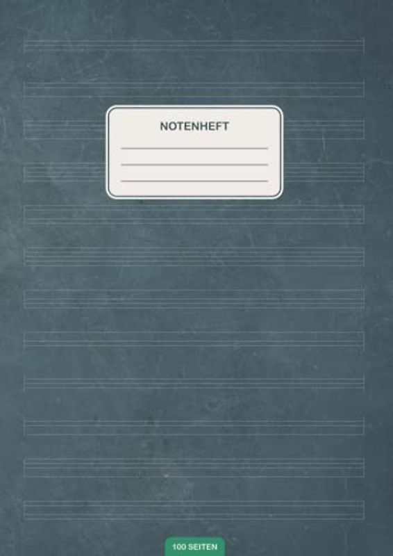 Notenheft: DIN A4 Notenlinienheft | 100 Seiten mit 12 Notenzeilen / Systeme pro Blatt | Papier 90g/m² | Musikheft mit Notenlinien