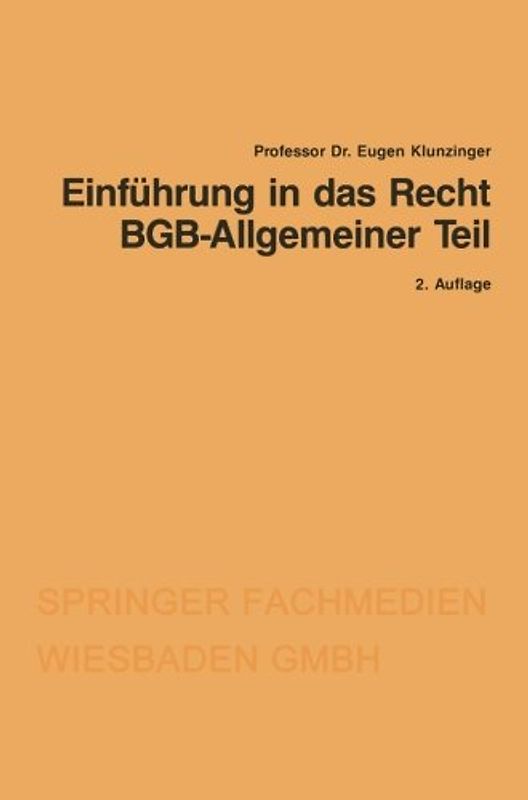 Einführung in das Recht BGB-Allgemeiner Teil