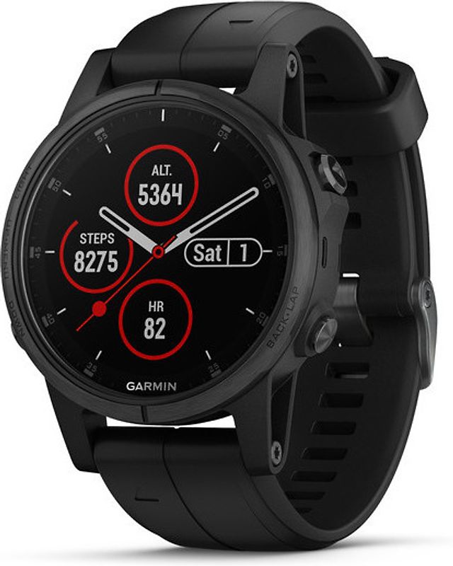 Garmin Fenix 5S Plus 42 mm noir au bracelet en silicone noir [Wifi, Saphir Edition]