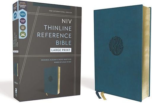 Niv, Thinline Reference Bible (Deep Study at a Portable Size), Large Print, Leathersoft, Teal, Red Letter, Comfort Print