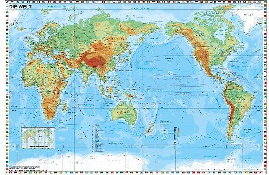 Weltkarte pazifikständisch physisch