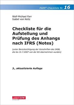 Checkliste für die Aufstellung und Prüfung des Anhangs nach IFRS (Notes)