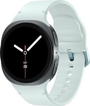Samsung Galaxy Watch8 40 mm Boîtier aluminium graphite sur Sport en silicone S/M vert d'eau [Wi-Fi + 4G]