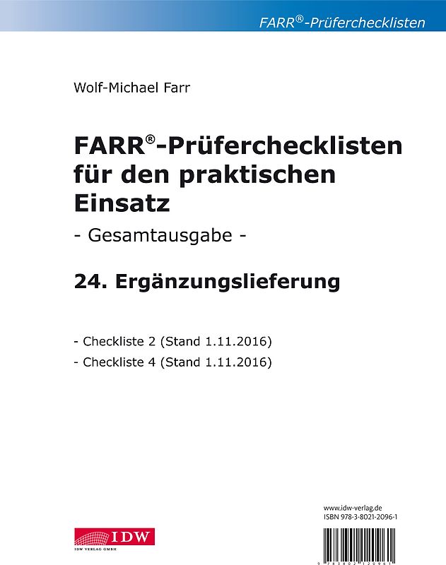 FARR Prüferchecklisten für den praktischen Einsatz