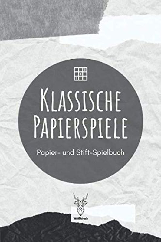 Klassische Papierspiele - Papier- und Stift-Spielbuch: A5 Papierspielbuch | Tic-Tac-Toe | Galgenmännchen | Käsekästchen | Gesellschaftsspiel | ... Kinder, Enkelkinder, Männer und Frauen