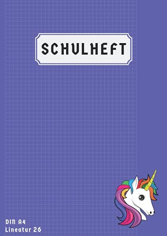 Schulheft Din A4 Lineatur 26: Matheheft a4 Kariert mit Rand 50 Blatt | Violett
