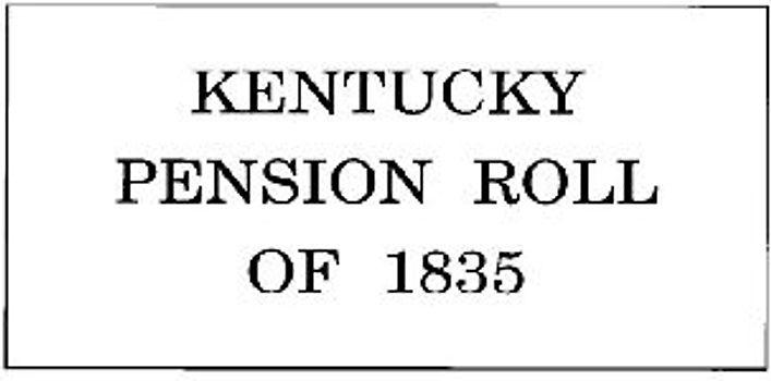 Kentucky Pension Roll for 1835