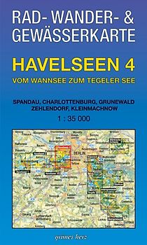 Rad-, Wander- und Gewässerkarte Havelseen 4: Vom Wannsee zum Tegeler See