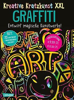 Kreative Kratzkunst XXL: Graffiti: Set mit 20 Kratztafeln, Mappe, Anleitungsbuch und Holzstift