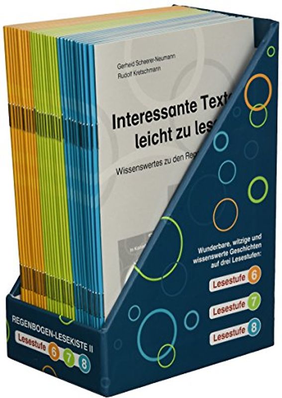 Regenbogen-Lesekiste II. Fördermaterial nach dem Erstlesen in den Lesestufen 6 bis 8. 30 Hefte à 24 S. u. Kommentar, im Schuber ab Klasse 2