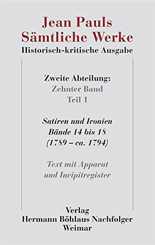 Jean Pauls Sämtliche Werke. Historisch-kritische Ausgabe