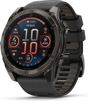 Garmin Fenix 8 51 mm avec gris carbone bracelet en silicone noir [Wi-Fi, Sapphire Edition]
