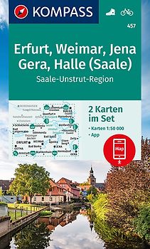 KOMPASS Wanderkarten-Set 457 Erfurt, Weimar, Jena, Gera, Halle (Saale) (2 Karten) 1:50.000