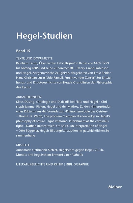 Hegel-Studien Band 15