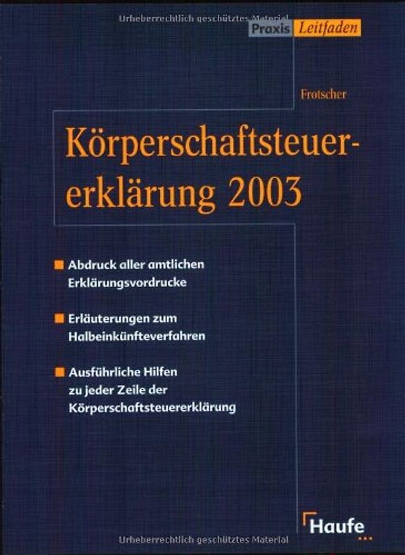 Körperschaftssteuerklärung 2003