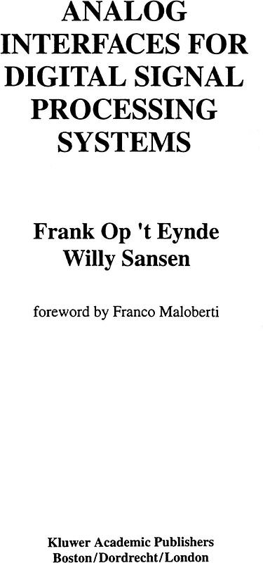 Analog Interfaces for Digital Signal Processing Systems