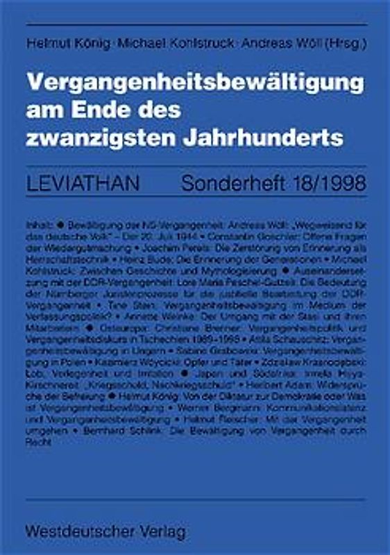Vergangenheitsbewältigung am Ende des zwanzigsten Jahrhunderts