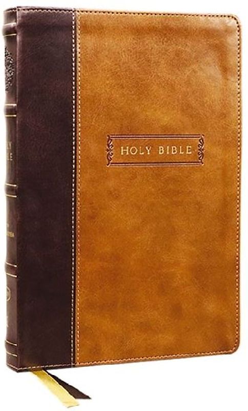 KJV Holy Bible with Apocrypha and 73,000 Center-Column Cross References, Brown Leathersoft, Red Letter, Comfort Print (Thumb Indexed): King James Version
