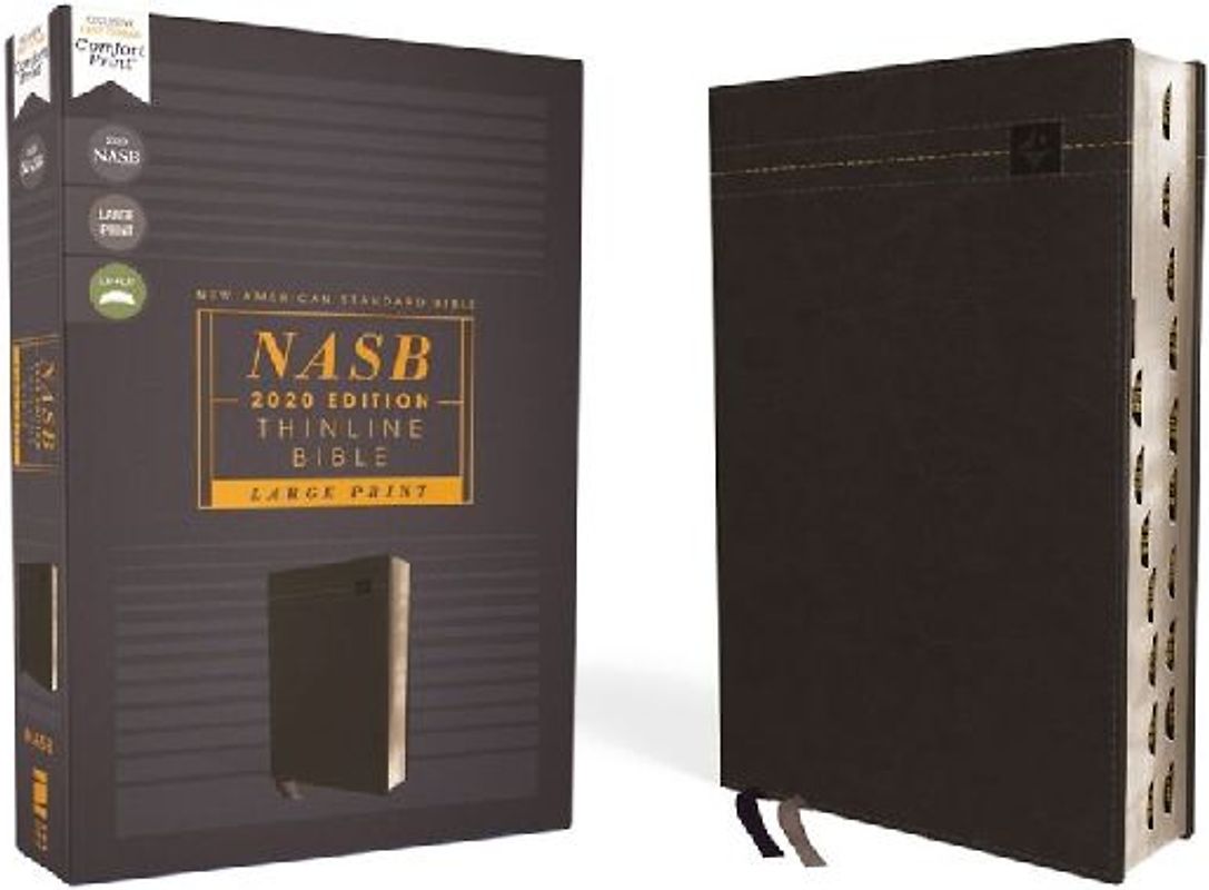 Nasb, Thinline Bible, Large Print, Leathersoft, Black, Red Letter Edition, 2020 Text, Thumb Indexed, Comfort Print