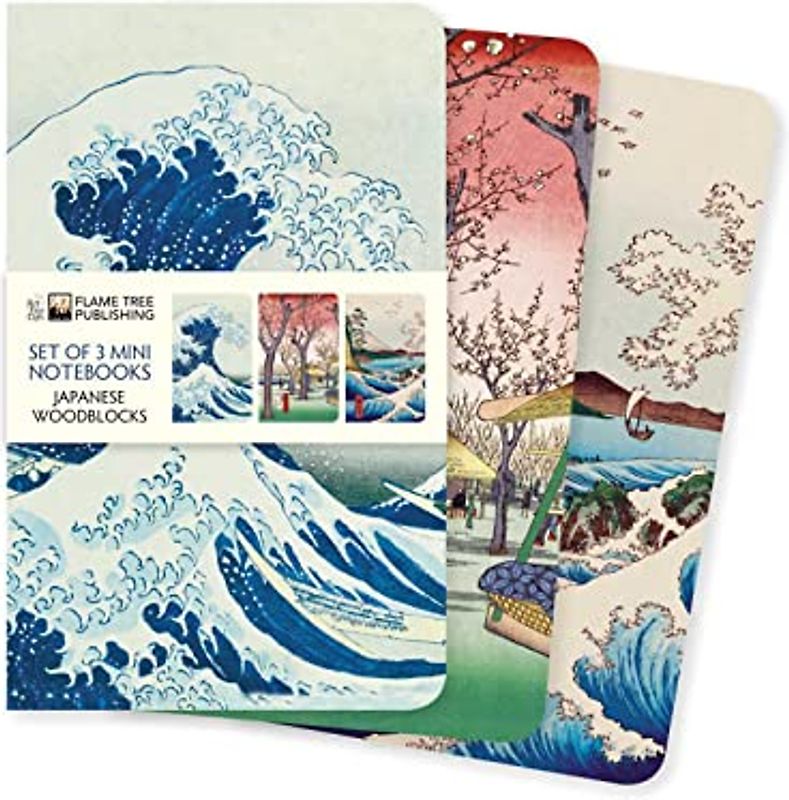 Japanese Woodblocks Set of 3 Mini Notebooks