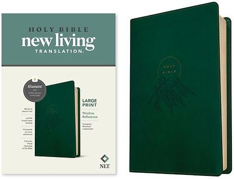 NLT Large Print Thinline Reference Bible, Filament Enabled (Leatherlike, Evergreen Mountain, Red Letter)