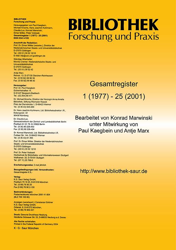 Bibliothek - Forschung und Praxis