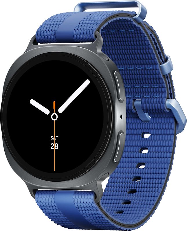Samsung Galaxy Watch8 40 mm Boîtier aluminium graphite sur Sport Chic S/M bleu nuit [Wi-Fi + 4G]