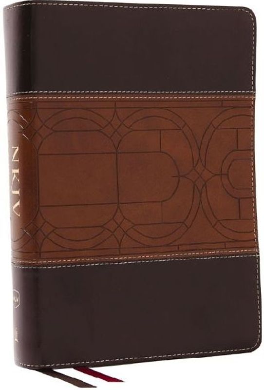 NKJV Study Bible, Leathersoft, Brown, Full-Color, Thumb Indexed, Comfort Print