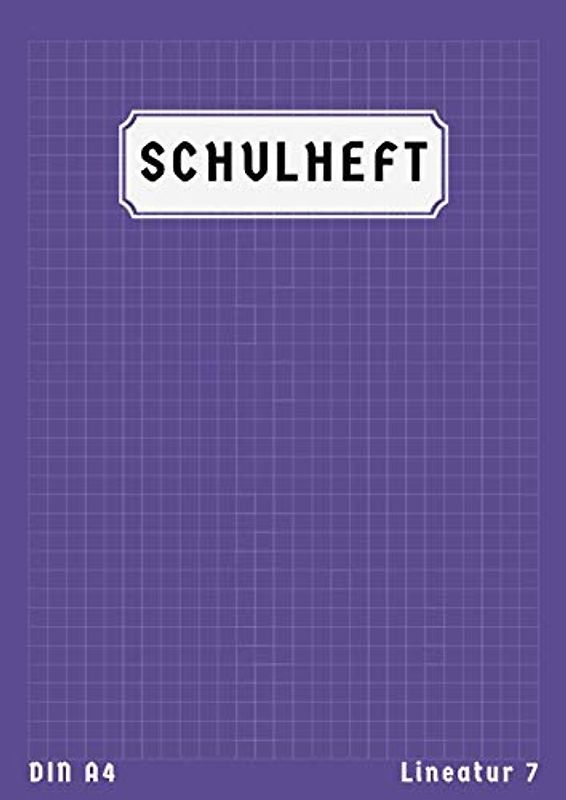 Schulheft A4 Lineatur 7: Schreibheft Kariert A4 Ohne Rand für 1 Klasse und 2 Klasse | Rechenheft Lineatur 7 Din A4 | Lila