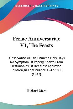 Feriae Anniversariae V1, The Feasts